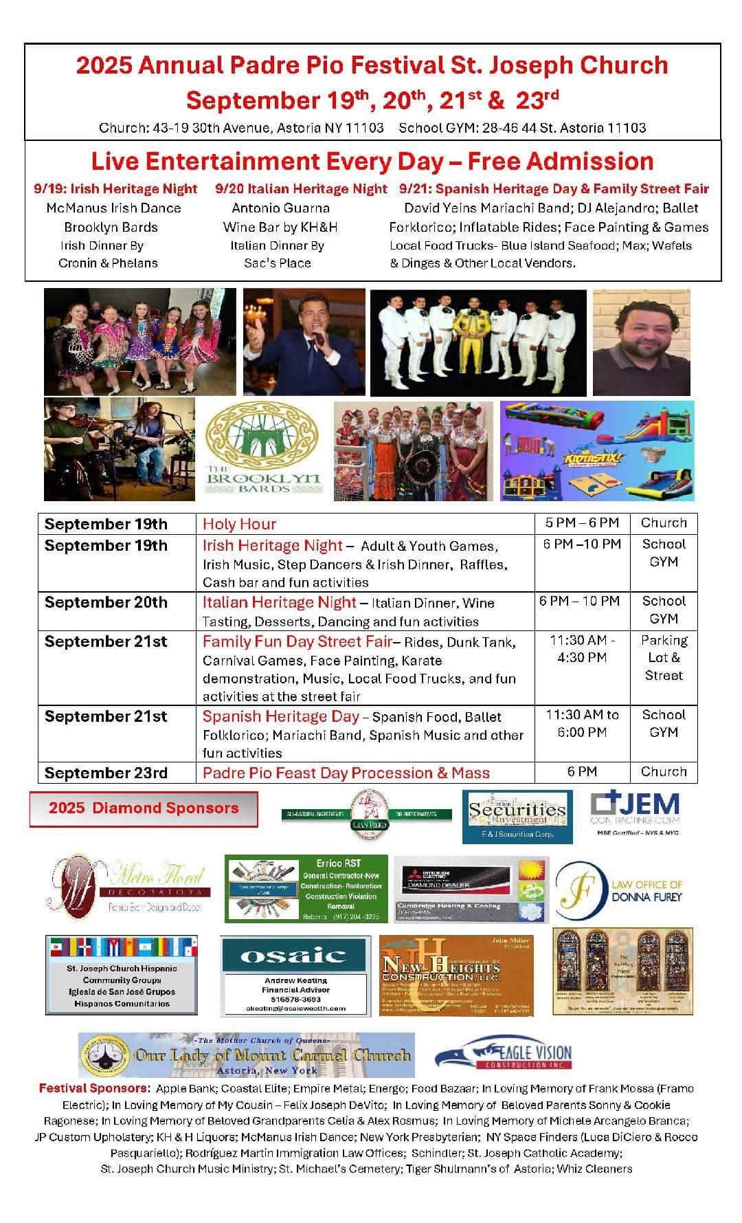 2025 Festival Flyer Padre Pio