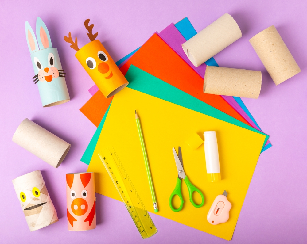 Toilet,Paper,Crafts,On,A,Colored,Background.,Kids,Crafts,Made